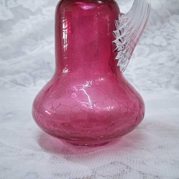 Vintage Gibson Rose Crackle Glass Cruet Pitcher With Stopper - Picture 8 of 12